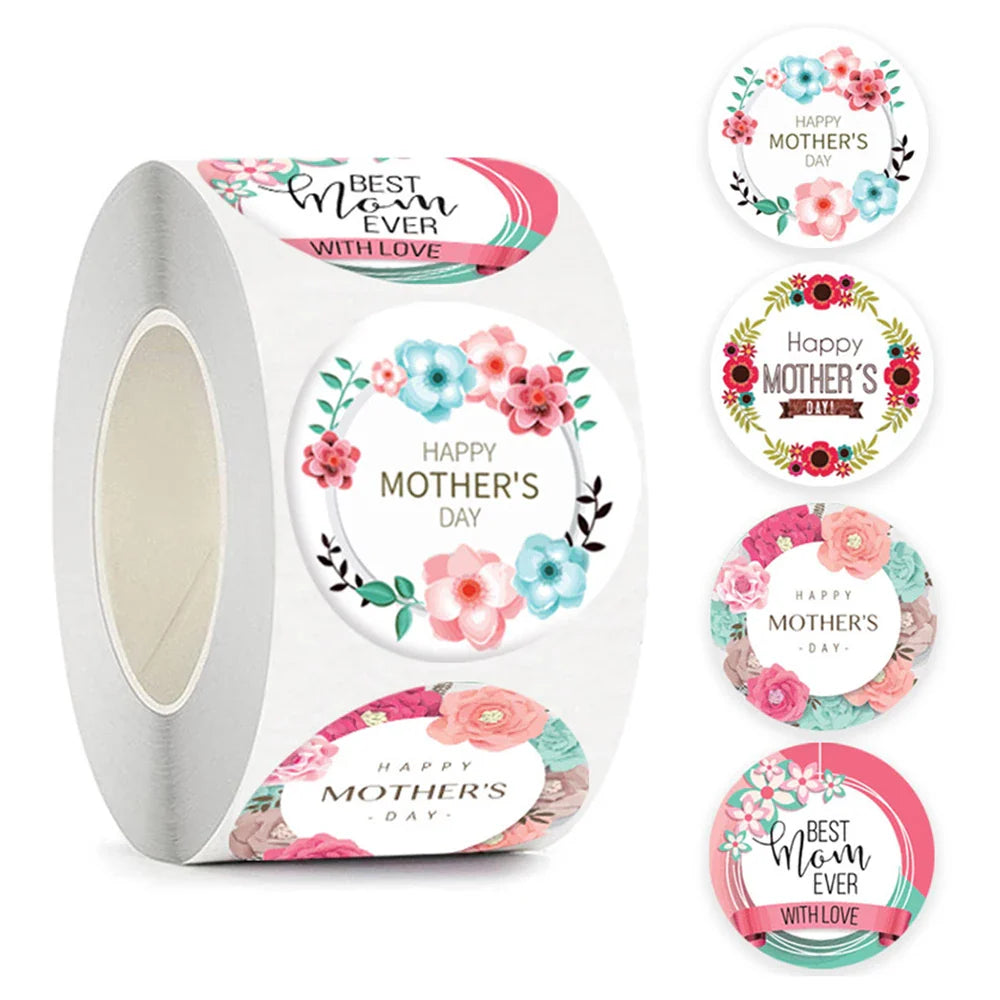 100-500pcs New Round Shape 100pcs Happy Mother's Day Gifts Label Sticker Kraft Happy Birthday Gifts Label Tag (ONLINE ORDER ONLY)