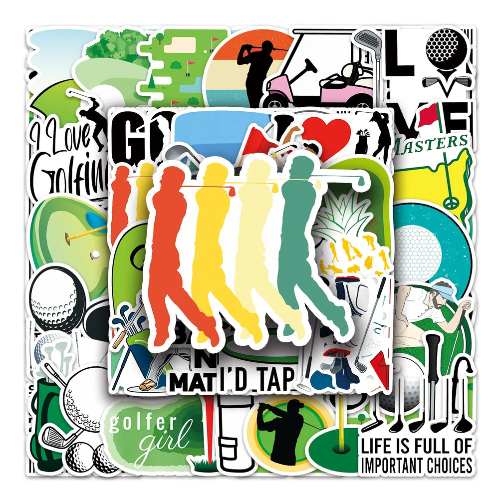 50Pcs Golf Cartoon Waterproof Vinyl Stickers for Skateboard Snowboard (ONLINE ORDER ONLY)