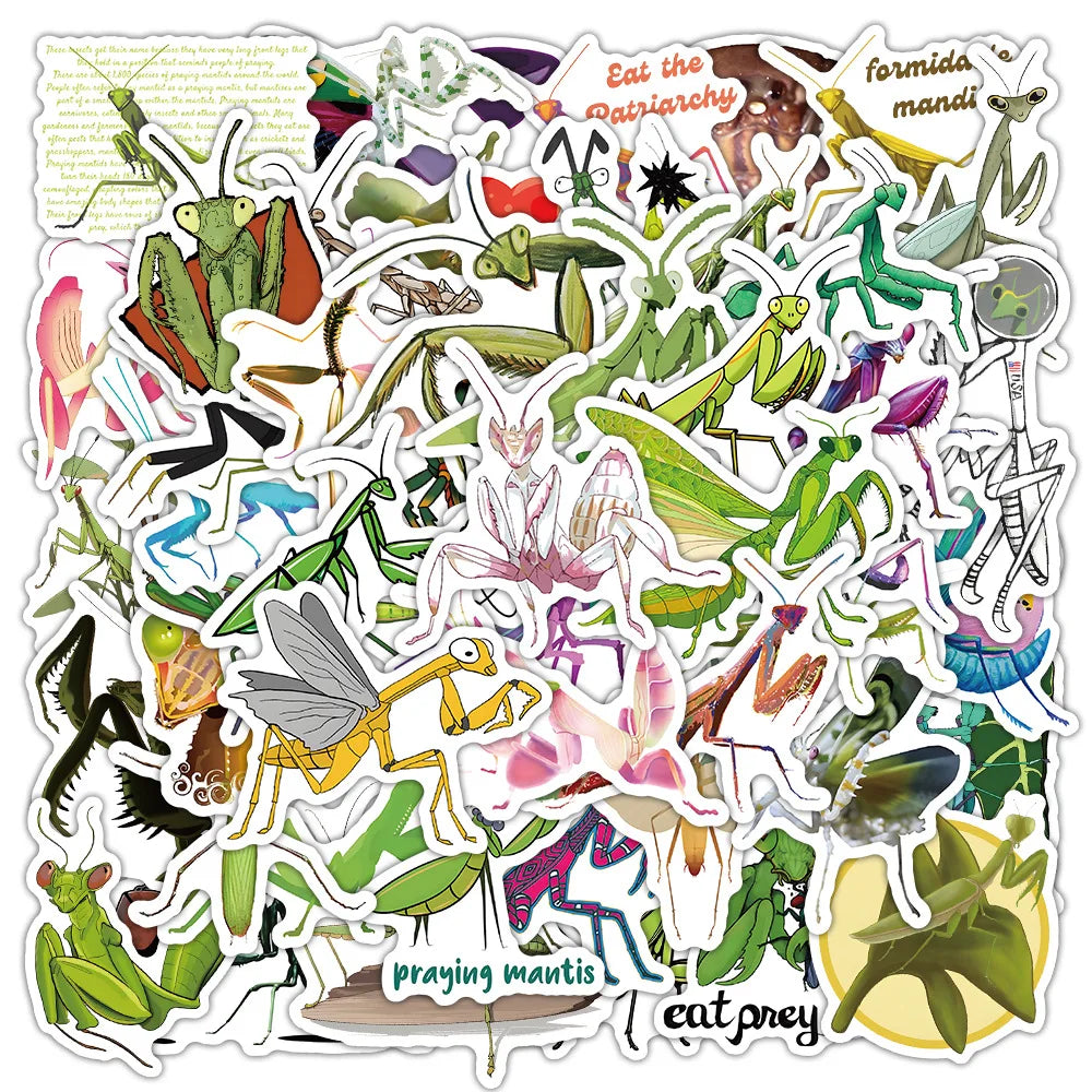 10/30/50PCS Mantis Cartoon Stickers Cool Insect Sticker Aniaml DIY Decoration Kids Toys Luggage Laptop Phone Guitar Bike Decals (ONLINE ORDER ONLY)