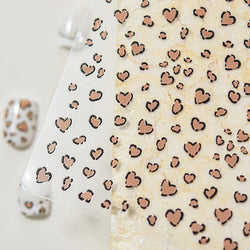 Flat Small Pink Brown Halo Dyeing Love Heart Geometric Leopard Shiny Jelly Chic Embossed Relief Nail Art Stickers Manicure Decal (Online Order Only)