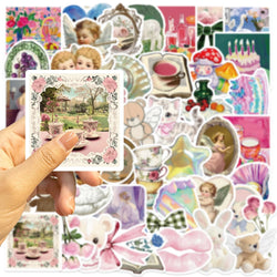 50Pcs Mystery Labels Stickers Retro DIY Aesthetics Waterproof Decals For Suitcase Scrapbooking Laptop Sticker (Online Order Only)