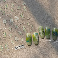 Green Blue Glass Butterfly Lily Flowers Star Line Water Droplet Charming Shiny Self Adhesive Nail Art Stickers Manicure Decals (ONLINE ORDER ONLY)