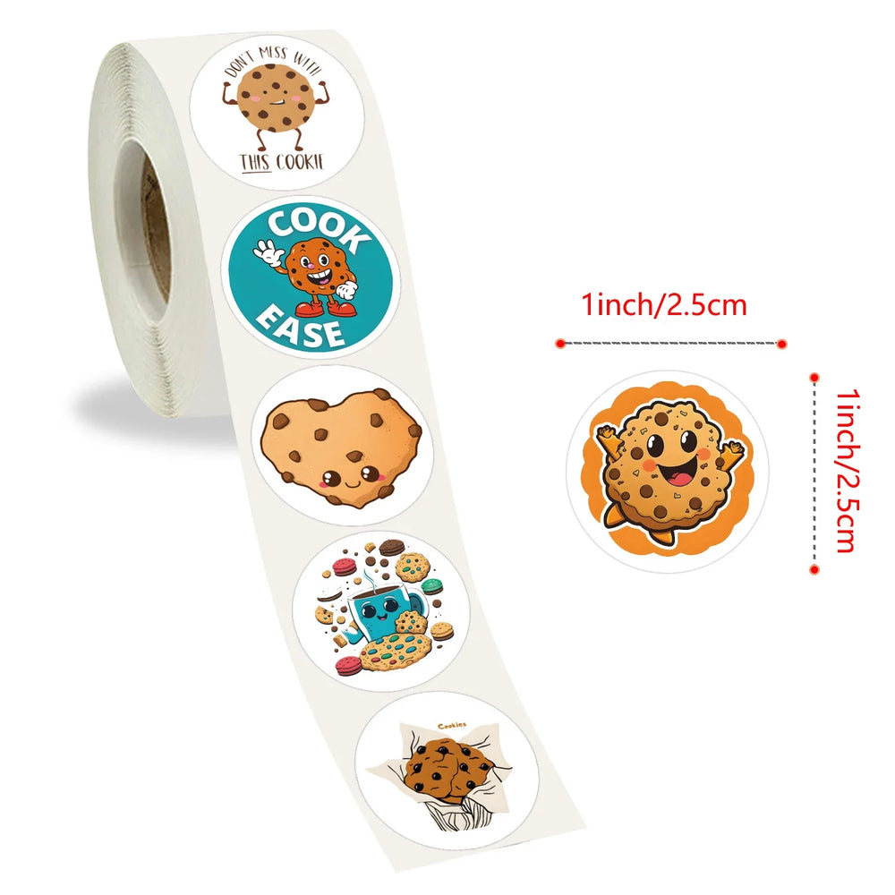 100-500pcs Cartoon Cookies Stickers for Yummy Dessert Sticker for Stationery Scrapbook Phone Art Bakery Sealed Label Decal (Online Order Only)