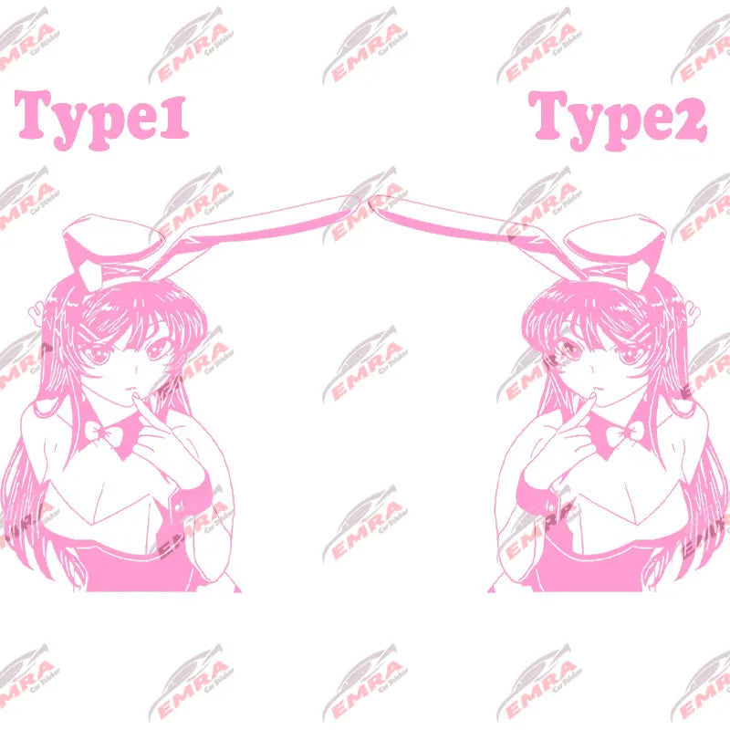 Anime Sticker Rabbit Girl For Car Stickers Decoration Window Door Rear Windshield External Accessories Die Cutting Vinyl Decals (ONLINE ORDER ONLY)