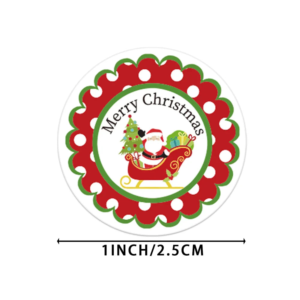 100-500pcs Christmas Stickers Roll Cartoons Gift Cards Party Package Cute Santa Label Sealing Decor Party Decorative Stickers (ONLINE ORDER ONLY)