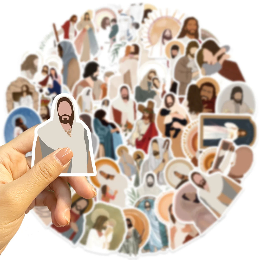 52Pcs Jesus Christian Religion Stickers For Phone Laptop Car Case Freezer Luggage Wall Waterpoof DIY Graffiti Belief Sticker (Online Order Only)