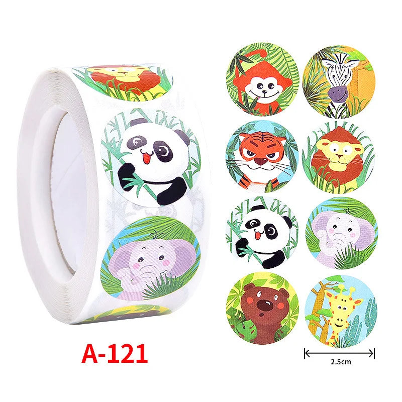 500Pcs Children's Cartoon Animal Stickers Baby Stickers Kindergarten Inspirational Little Red Flower Reward Roll Stickers (Online Order Only)