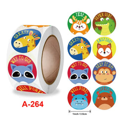 500Pcs Children's Cartoon Animal Stickers Baby Stickers Kindergarten Inspirational Little Red Flower Reward Roll Stickers (Online Order Only)