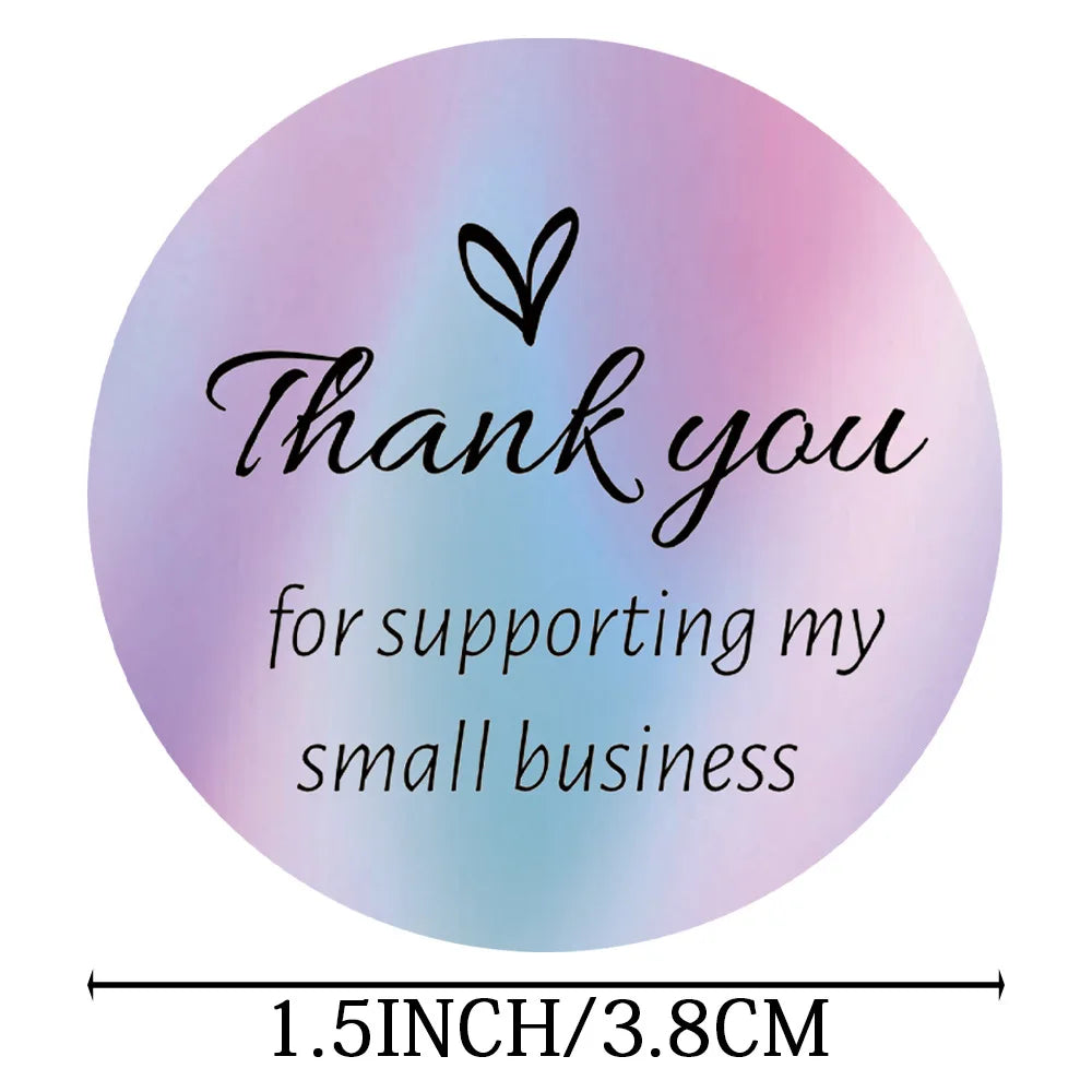 500pcs/roll Thank You Sticker 3.8cm Hologram Silver for Supporting Small Business Labels Envelope Sealing Gift Packaging Sticker (ONLINE ORDER ONLY)