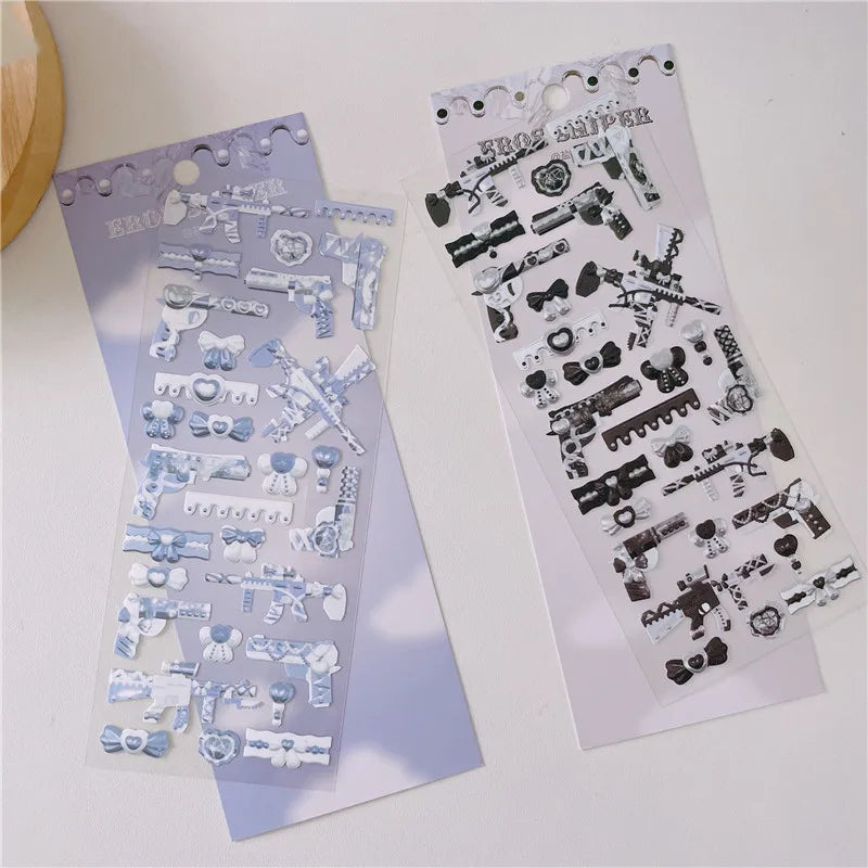 Cute Sweet Cool Gun Decorative Stickers Korean ins Hand Account Idol Card DIY Material Sticker Personalized Kawaii Stationery (ONLINE ORDER ONLY)