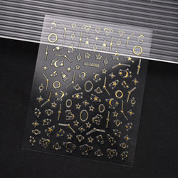 1pc 3D Gradient French Nail Stickers with Crown & Tassel Design Gold Silver Lines Self-Adhesive Nail Art Waterfall Manicure Foil (Online Order Only)