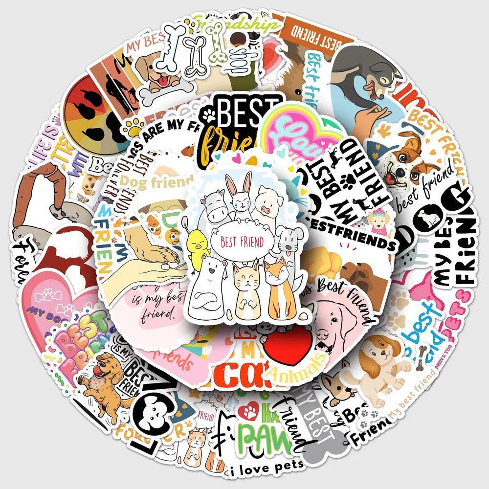 Cartoon Pets Stickers 10/30/50PCS Waterproof DIY Skateboard Notebook Decoration (Online Order Only)