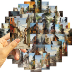 50pcs Retro Acrylic City Streets Stickers For Guitar DIY Toy For Bicycle Skateboard Laptop Luggage Decor Sticker Decals (ONLINE ORDER ONLY)