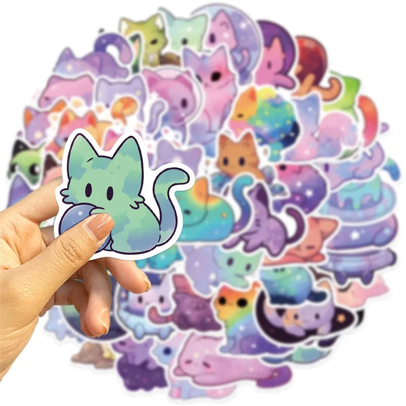 10/30/50PCS Cute Starry Sky Cat and Sealife Sticker Packs (ONLINE ORDER ONLY)