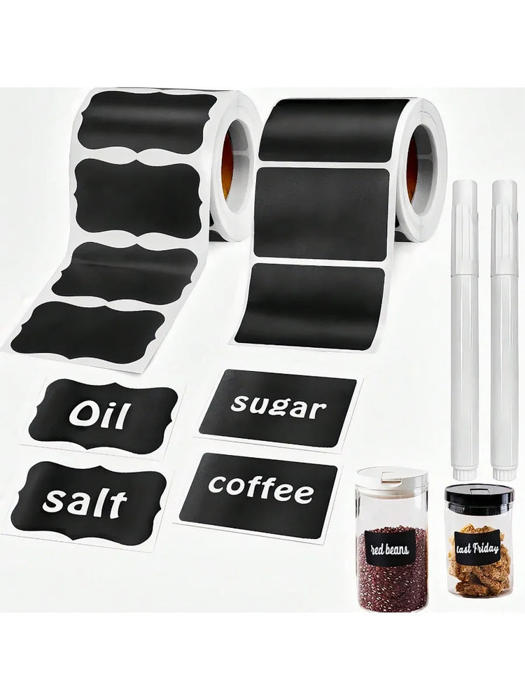 Black Waterproof Reusable Label Stickers With White Chalk For Mason Jars, Craft Room, Storage Spaces, Glass Bottles,Organization (Online Order Only)