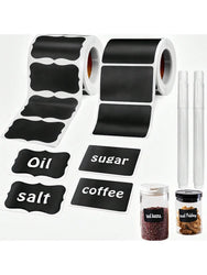 Black Waterproof Reusable Label Stickers With White Chalk For Mason Jars, Craft Room, Storage Spaces, Glass Bottles,Organization (Online Order Only)