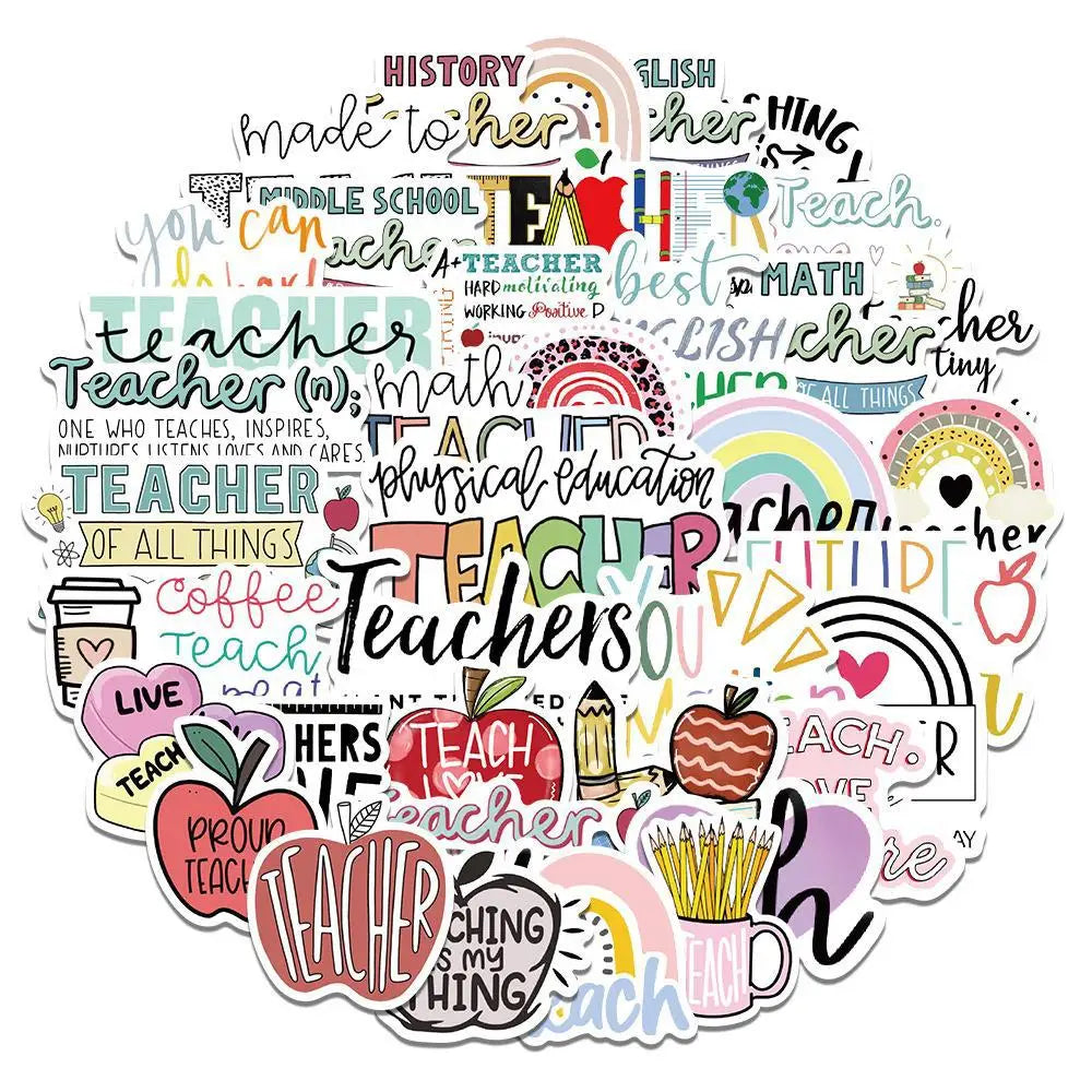 Teacher's Day Graffiti Stickers for Laptop, Luggage, Phone, Car - 10/30/50Pcs (ONLINE ORDER ONLY)