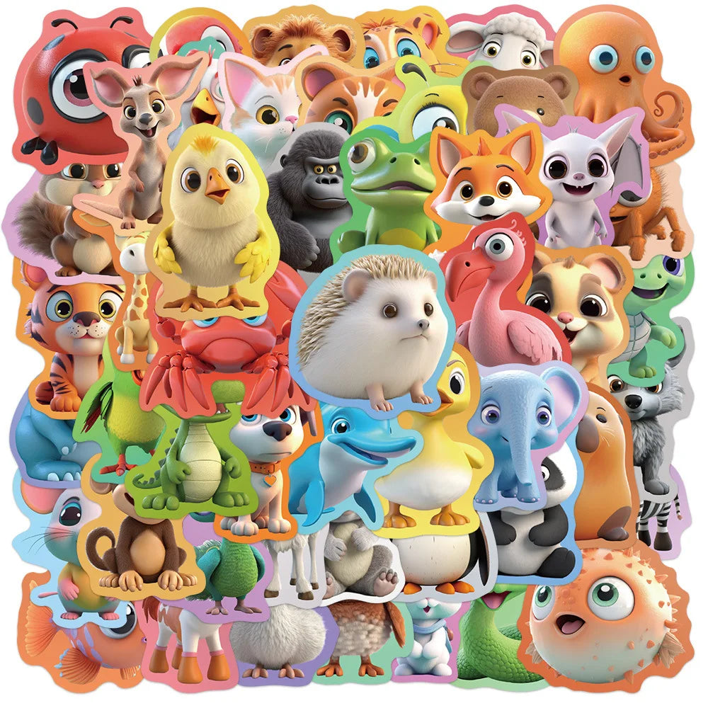 Cartoon Animal Stickers for Phone Laptop Luggage Skateboard - 10/30/50PCS (ONLINE ORDER ONLY)