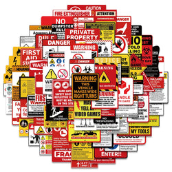 10/40/75pcs Funny Warning Stickers Danger Banning Signs Reminder Decals Skateboard Car Laptop Motorcycle Cool Waterproof Sticker (Online Order Only)