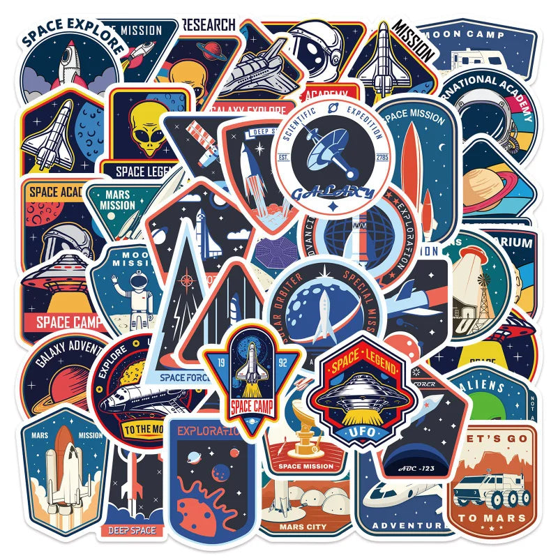 Graffiti Astronaut UFO Stickers for Luggage Guitar Laptop Car Bike Phone Helmet Skateboard (Online Order Only)