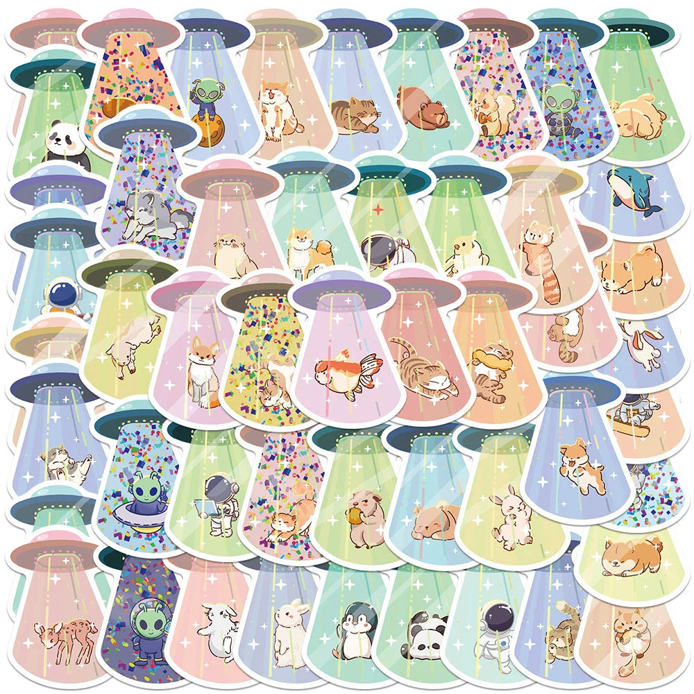 UFO Animal Stickers Kawaii Decals for Laptop Phone Suitcase Scrapbook (Online Order Only)