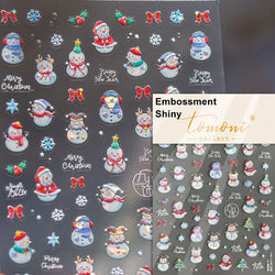 Dressy Embossment Colorful Gradient Snowflakes Laser Silver Christmas Tree Winter Bowknot Santa Nail Art Stickers Manicure Decal (Online Order Only)