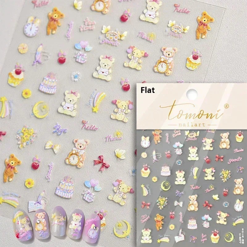 Lovely Dog Puppy Dream Heart Flower Star Pizza Food Sugar Skewers Strawberry Desserts Adhesive Nail Art Stickers Manicure Decals (Online Order Only)