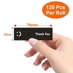 120Pcs/roll Smiling Face Black and White Thank You Rectangular Seal Sticker Gift Sticker for Homemade Packaging Decoration Label (ONLINE ORDER ONLY)