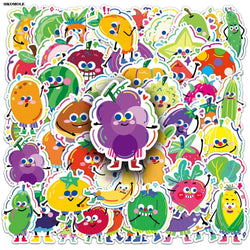 Cartoon Fruits & Vegetables Stickers for Laptop Luggage DIY 10/30/50pcs (Online Order Only)