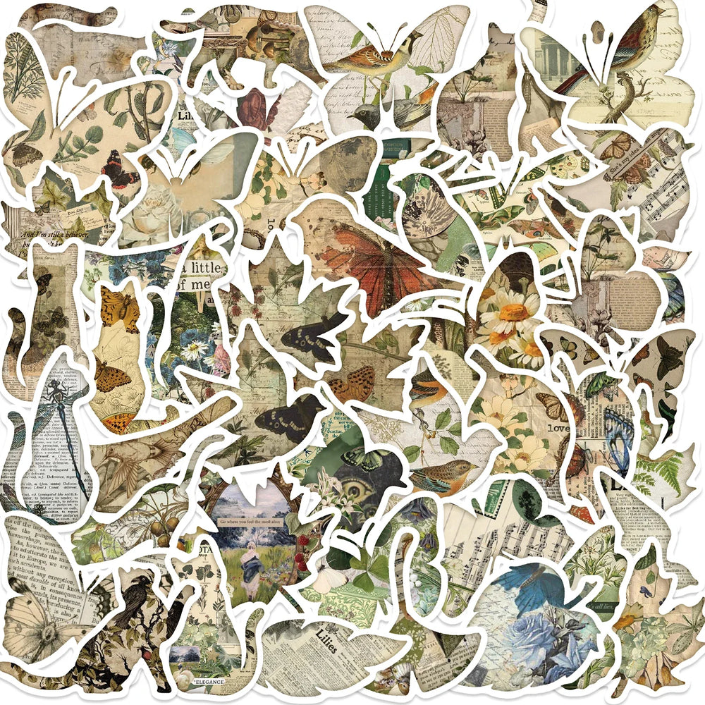 50PCS Retro Animal Stickers DIY Laptop Phone Suitcase Notebook Ancient Sticker Graffiti Decals Kids Toy Gift (ONLINE ORDER ONLY)