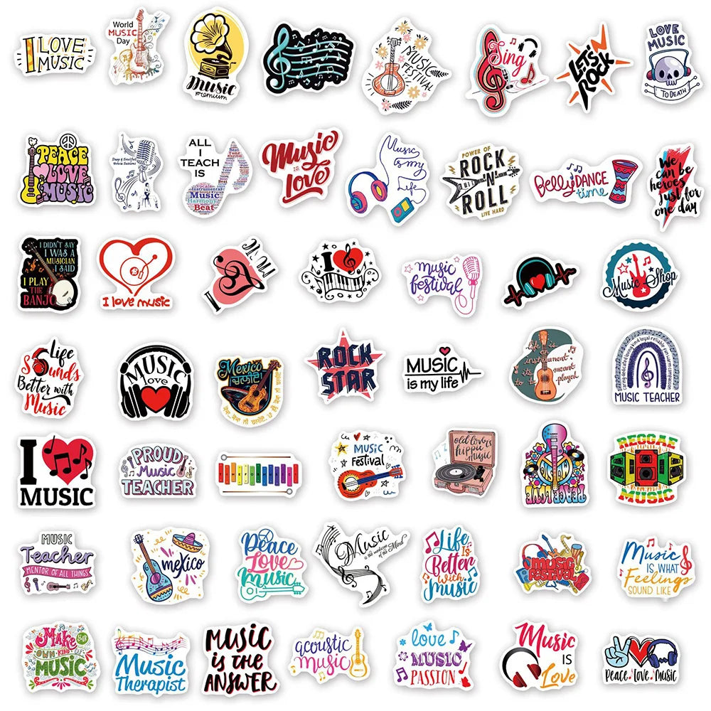 10/30/50PCS Kawaii Rock Stickers Music Retro Band Decal Skateboard Phone Laptop Luggage Bike Notebook Graffiti Sticker Kid Toy (Online Order Only)
