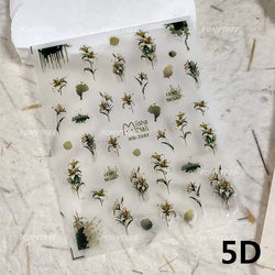 Spotless Lily Lilium Flowers Moon Pearl Crown Lily-white Pearl Necklace Pendant Self Adhesive Nail Art Stickers Manicure Decals (Online Order Only)