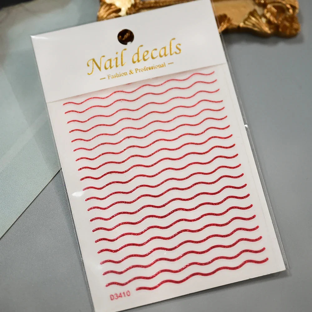 1Pc Red Pink White Heart Bow Nail Art Stickers with Glitter Sequins 5D Self Adhesive Nail Decorations Slider Decals DIY Manicure (ONLINE ORDER ONLY)