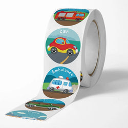 500pcs Vehicle Thank You Stickers Cute Cartoon Ambulance Taxi Teacher Reward Sticker for Kids Birthday Party Seal Labels (Online Order Only)