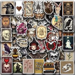 50PCS Cartoon Gothic Skeleton Animal Stickers Skateboard Guitar Computer Refrigerator Desk Graffiti Creative Sticker (ONLINE ORDER ONLY)