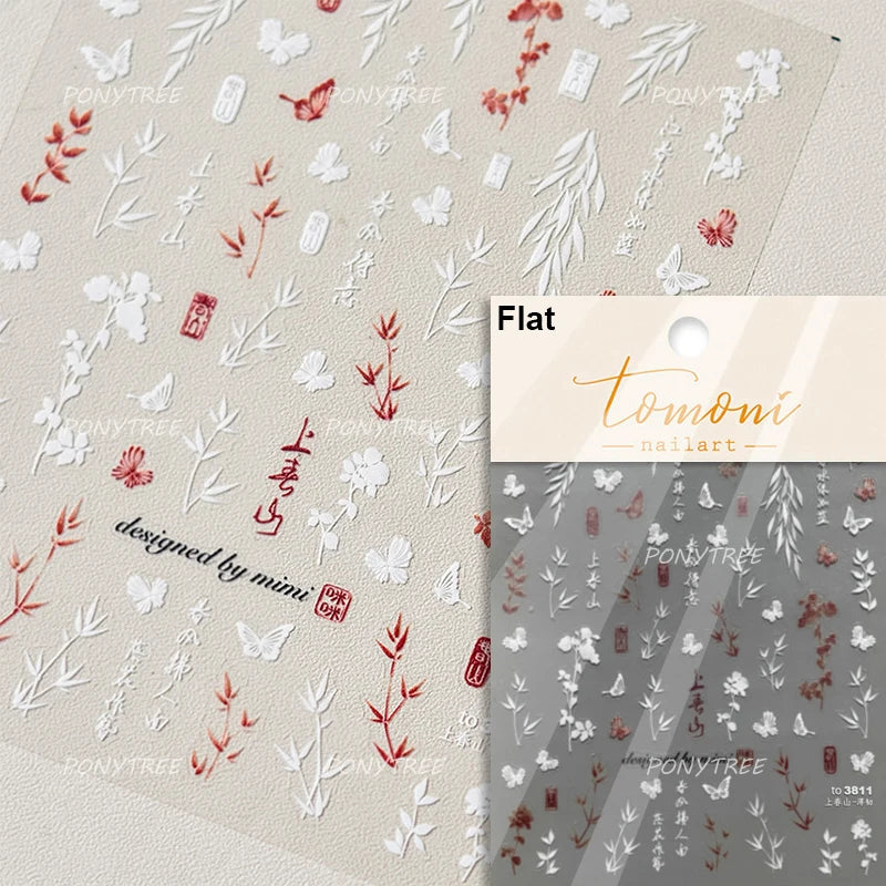 Painting Sketch Tulip Daisy Willows Scenery Daisy Colorful Flowers Sun Star Butterfly Wicker 3D Nail Art Stickers Manicure Decal (ONLINE ORDER ONLY)
