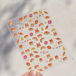 Sweet Cookies Biscuit Snack Delicious Doughnut Savoury Food Bicky Croissant Cheese Pudding Baguette Chic Nail Art Stickers Decal (ONLINE ORDER ONLY)
