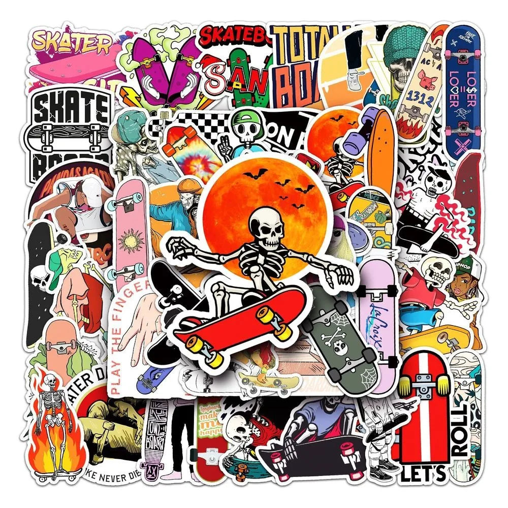 10/50PCS Sports Skateboard Stickers Laptop Bicycle Guitar Skateboard Sticker Kid DIY Graffiti Waterproof Personalized Stickers (Online Order Only)