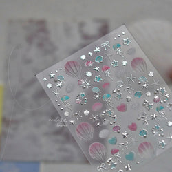 Halo Dyeing Ocean Shell Conch Starfish Pearl Love Heart Bowknot Jellyfish Adhesive Nail Art Stickers Manicure Decals Wholesale (ONLINE ORDER ONLY)