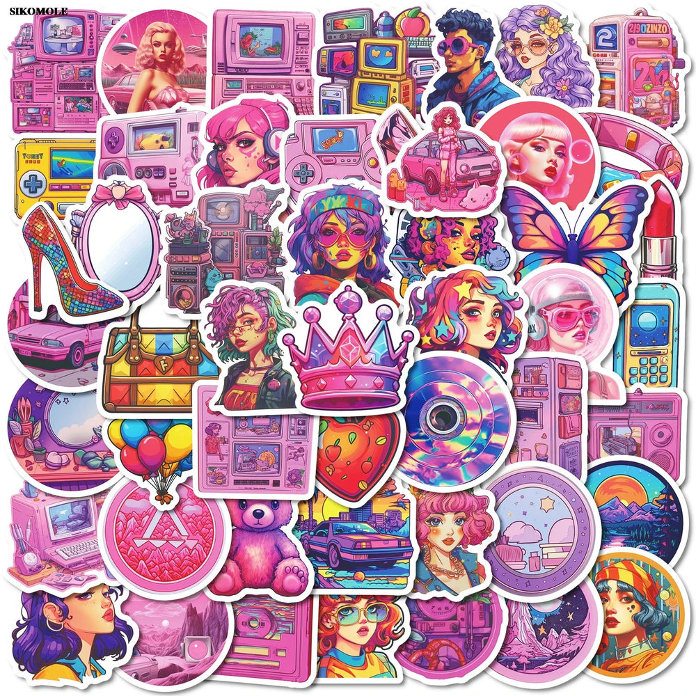Pink Crown Jewel Graffiti Stickers for Motorcycle, Laptop, Skateboard, Phone (Online Order Only)