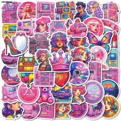 Pink Crown Jewel Graffiti Stickers for Motorcycle, Laptop, Skateboard, Phone (Online Order Only)