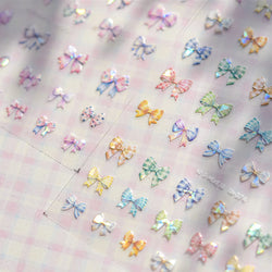 Colourful Grid Bowknot Charming Silk Ribbon Tie Chic 5D Self Adhesive Nail Art Sticker Sparkle Crystal Rhinestone Manicure Decal (ONLINE ORDER ONLY)