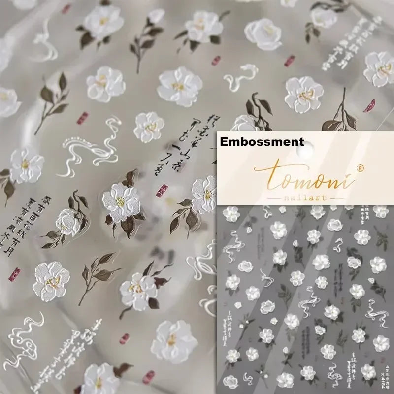 Hummingbird Iris Butterfly Peony Rose Tulip Daisy Lily Flowers Morning Glory Pearl Rhinestones Nail Art Sticker Decoration Decal (ONLINE ORDER ONLY)
