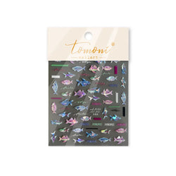 Colorful Shoal of Fish Whale Ocean Shell Conch Starfish Summer Sea Jellyfish Bubble Nail Art Decoration Sticker Manicure Decals (ONLINE ORDER ONLY)