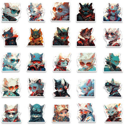 50pcs Cool Cartoon Punk Cats Anime Sticker For Laptop Phone Water Bottle Guitar DIY Waterproof Graffiti Luggage Vinyl Decals (ONLINE ORDER ONLY)