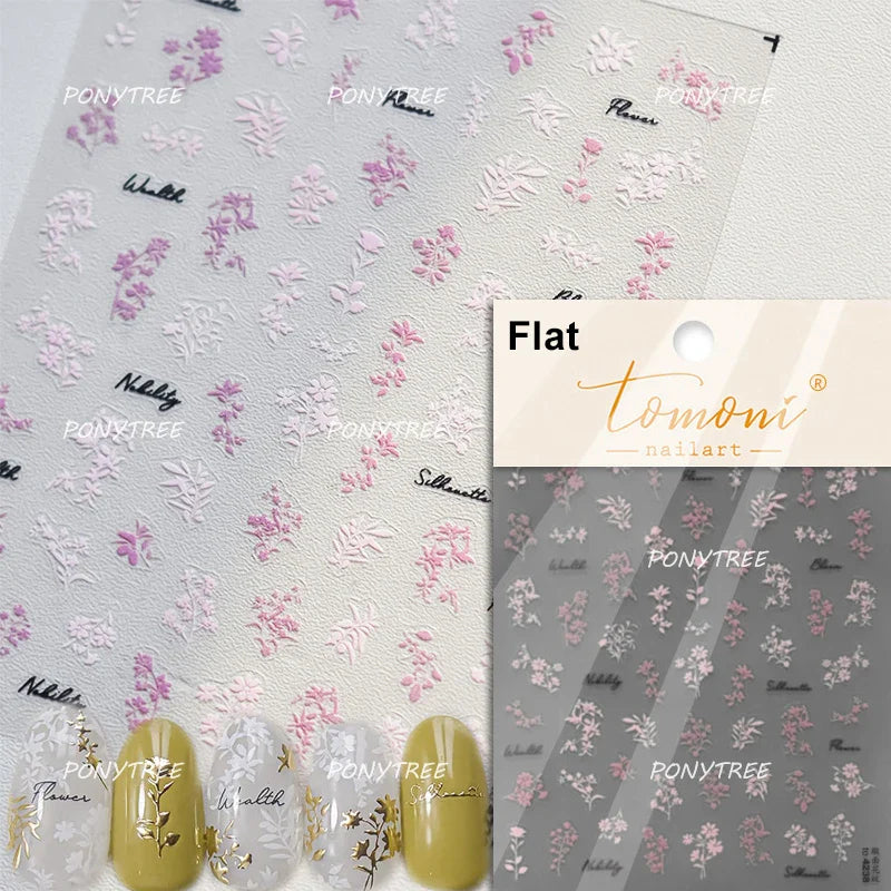 Hazy Feeling Bluestar-Amsonia Hubristic Blue Star Flower Floral Print 5D Soft Embossed Adhesive Nail Art Sticker Manicure Decals (ONLINE ORDER ONLY)