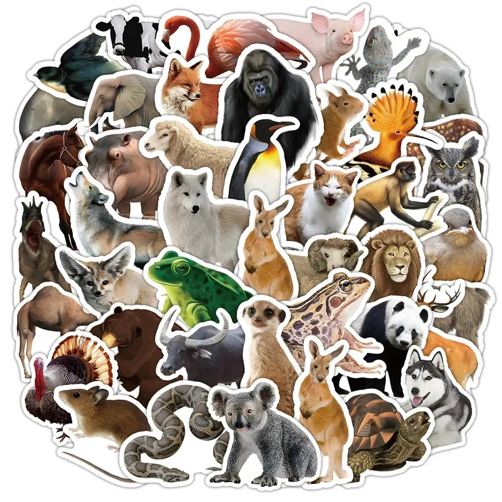 10/50Pcs Realistic Wildlife Elephant Panda Animals Graffiti Stickers for Notebook Suitcase Skateboard Luggage Waterproof Sticker (Online Order Only)