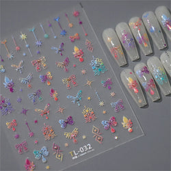 1pcs 5D Rhinestones Gold Silver Irregular Pattern Nail Sticker Simple Design Adhesive Slider Nail Art Decoration Decals Supplies (Online Order Only)