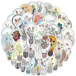 Light Bulb Art Flower Stickers 10/30/50PCS Aesthetic Decals Skateboard Fridge Guitar DIY Cute Kids Toy (ONLINE ORDER ONLY)