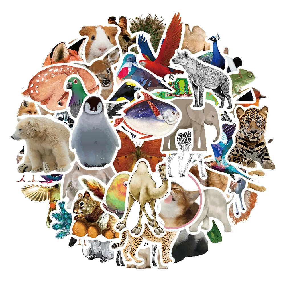 Cartoon Animal Stickers for Suitcase, Skateboard, Laptop, Luggage, Phone - 10/30/50Pcs DIY Decals (ONLINE ORDER ONLY)